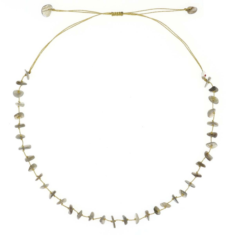 Collier en pierres naturelles Labradorite. Peut se porter en ras de cou ou sautoir selon votre envie  en bracelet 3 tours poigne