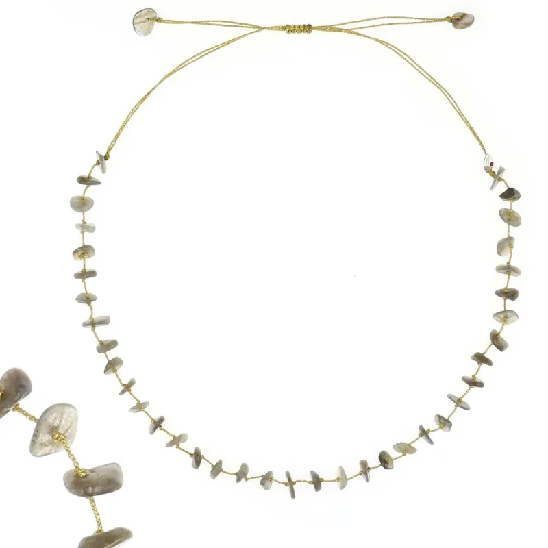 Collier labradorite fil or
