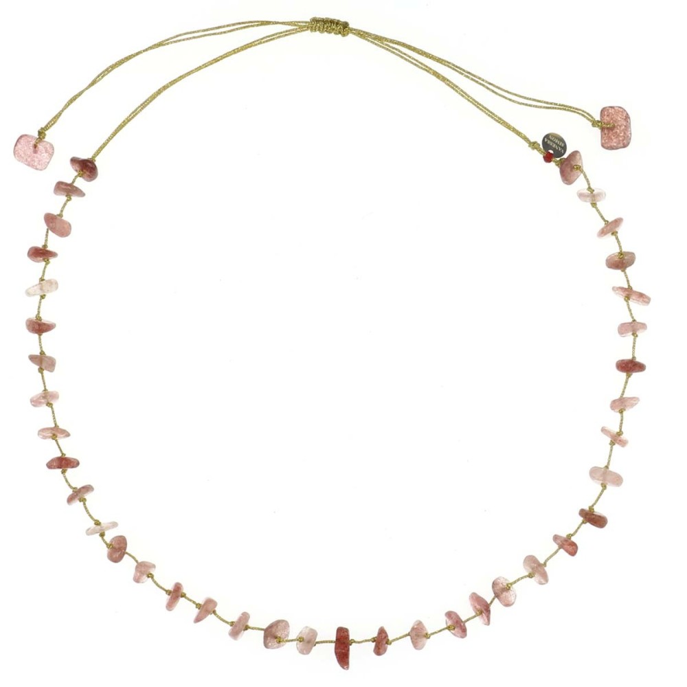 Collier en pierres naturelles Quartz rose .Peut se porter en ras de cou ou sautoir selon votre envie  en bracelet 3 tours poigne