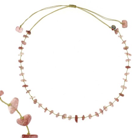Collier quartz rose fil or vanessa simon