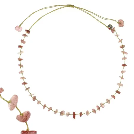 Collier quartz rose fil or vanessa simon