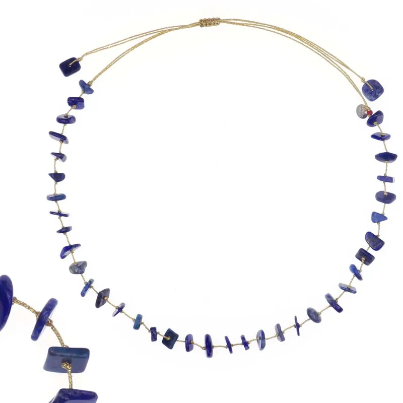 Collier lapis lazuli fil or