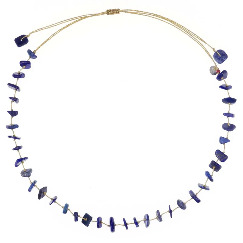 Collier lapis lazuli fil or