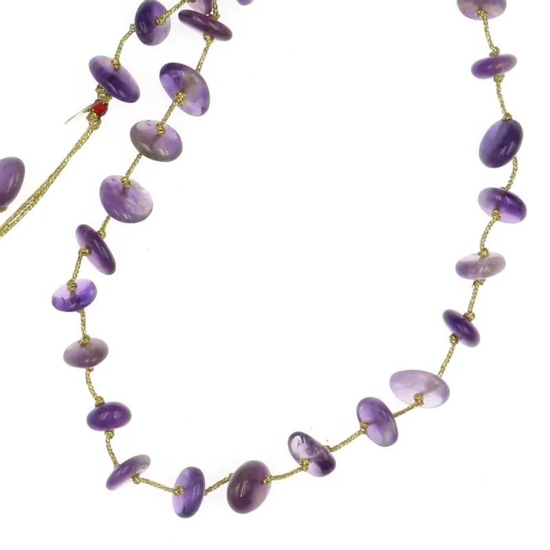 Collier en pierres naturelles Améthyste. Peut se porter en ras de cou ou sautoir selon votre envie  en bracelet 3 tours poignet