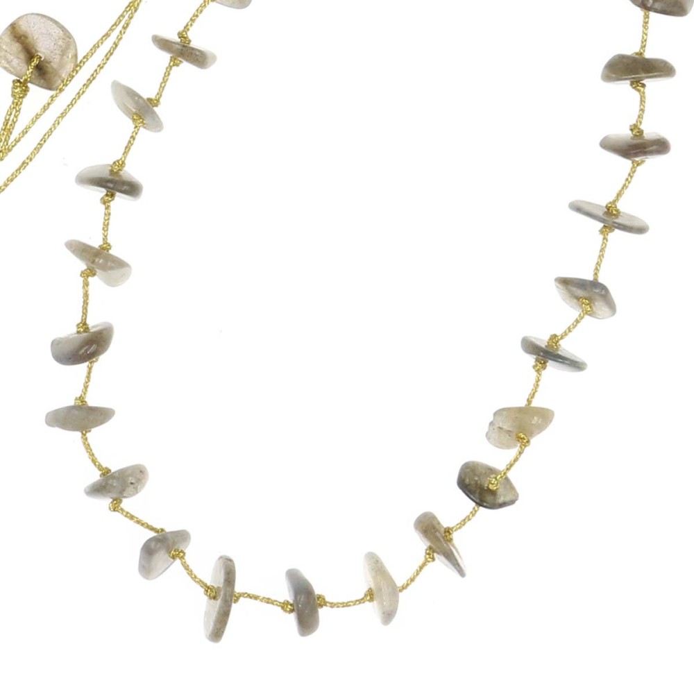 Collier en pierres naturelles Labradorite. Peut se porter en ras de cou ou sautoir selon votre envie  en bracelet 3 tours poigne