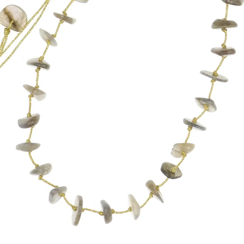 Collier en pierres naturelles Labradorite. Peut se porter en ras de cou ou sautoir selon votre envie  en bracelet 3 tours poigne