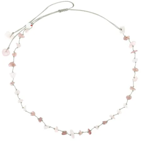 Collier Quartz rose fil gris