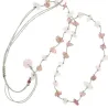 Collier Quartz rose fil gris