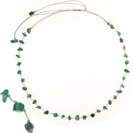 Collier Malachite fil gris