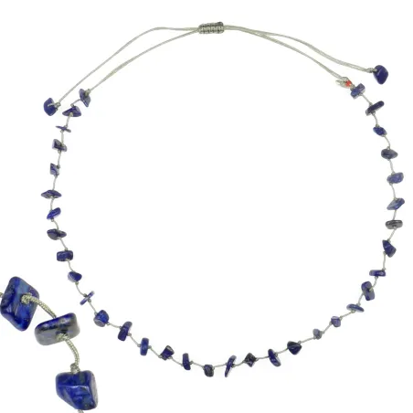 Collier Lapis-lazuli fil gris vanessa simon