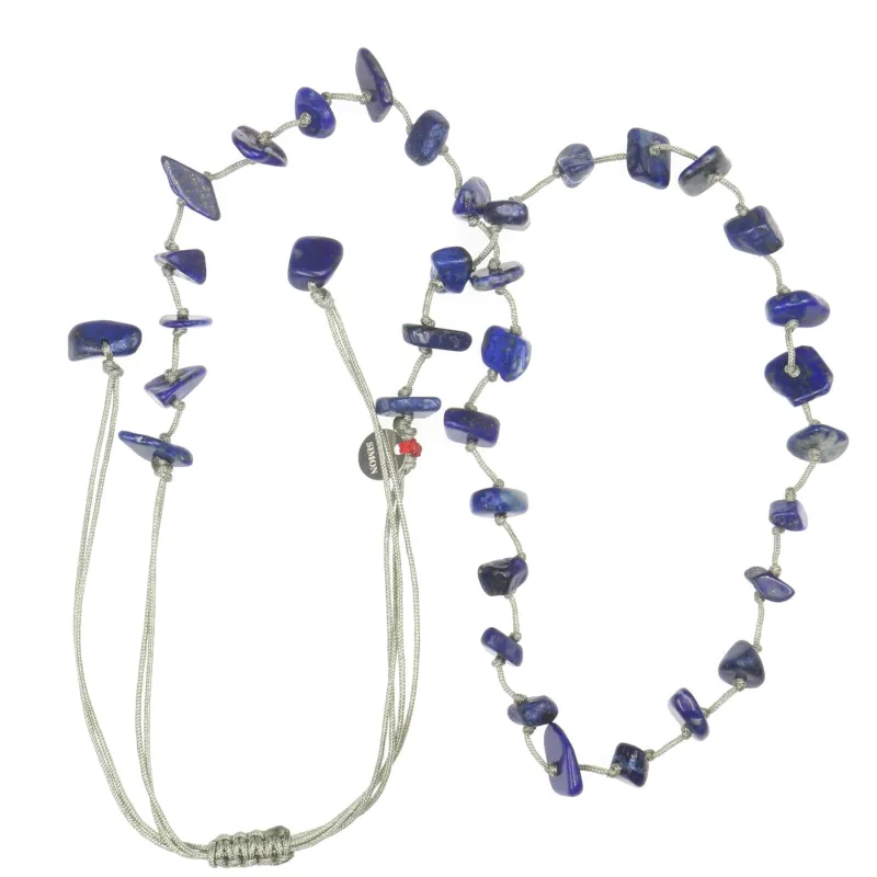 Collier Lapis-lazuli fil gris vanessa simon