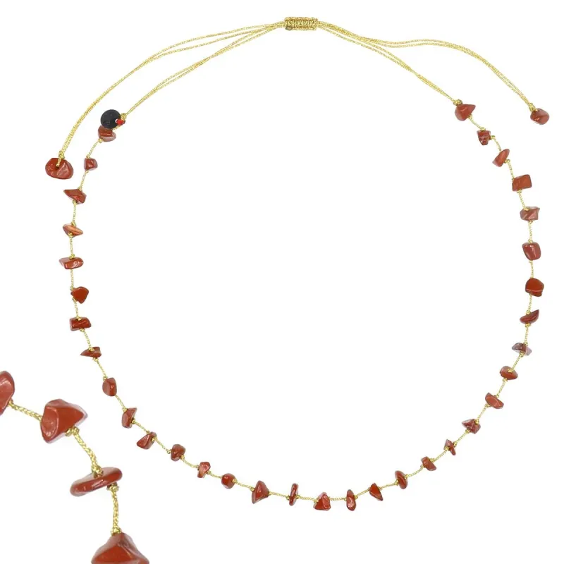 Collier en pierres naturelles jaspe .Peut se porter en ras de cou ou sautoir selon votre envie  en bracelet 3 tours poigne