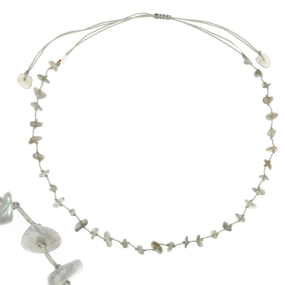 Collier  vanessa simon Labradorite fil gris