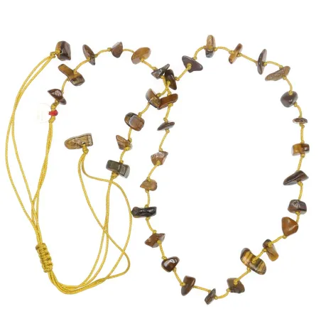 Collier Oeil de Tigre  sur fil moutarde vanessa simon