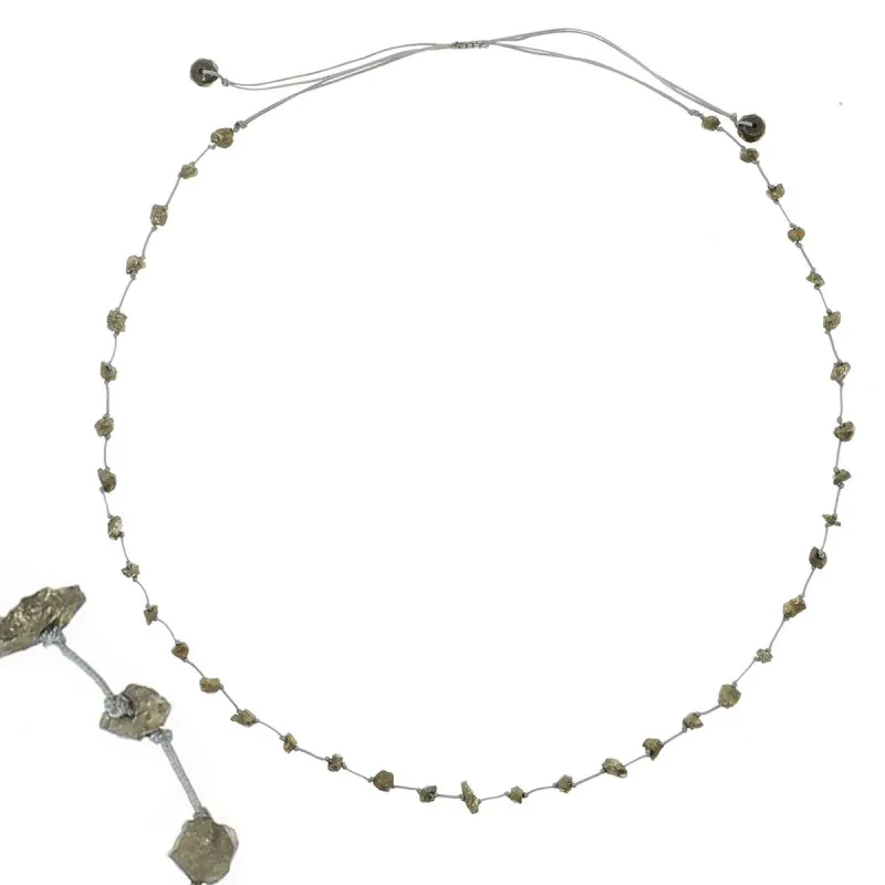 Collier  Pyrite fil gris vanessa simon
