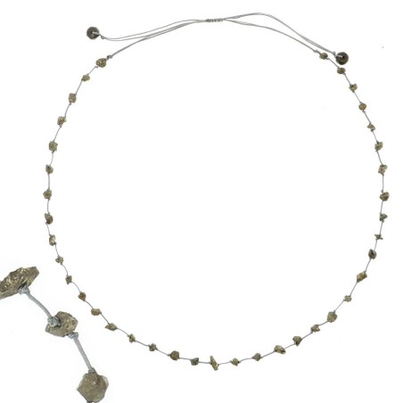 Collier  Pyrite fil gris vanessa simon