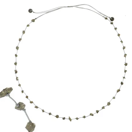 Collier  Pyrite fil gris vanessa simon