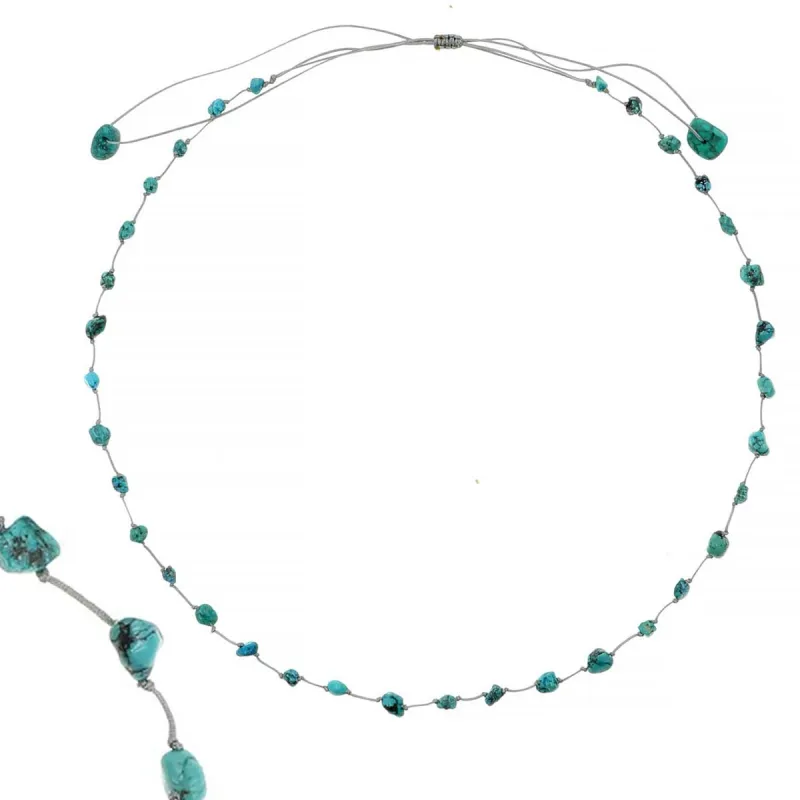 Collier Turquoise fil gris vanessa simon