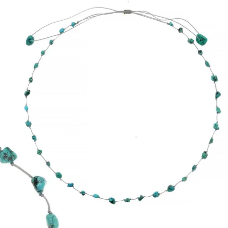 Collier Turquoise fil gris vanessa simon