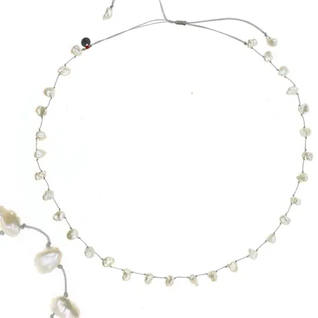 Collier Nacre baroque fil gris vanessa simon