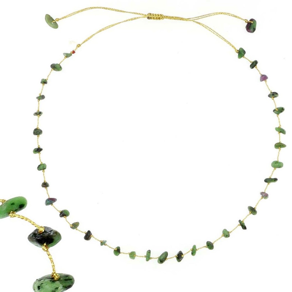 Collier vanessa simon rubis zoïsite fil or