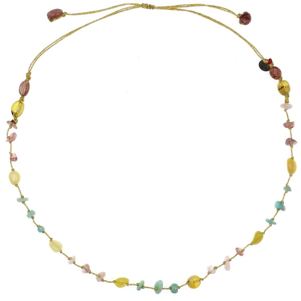 Collier fil or quartz rose, citrine, améthyste de vanessa simon