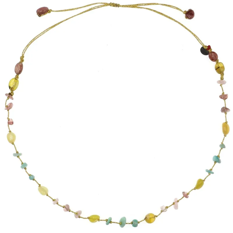 Collier fil or quartz rose, citrine, améthyste de vanessa simon