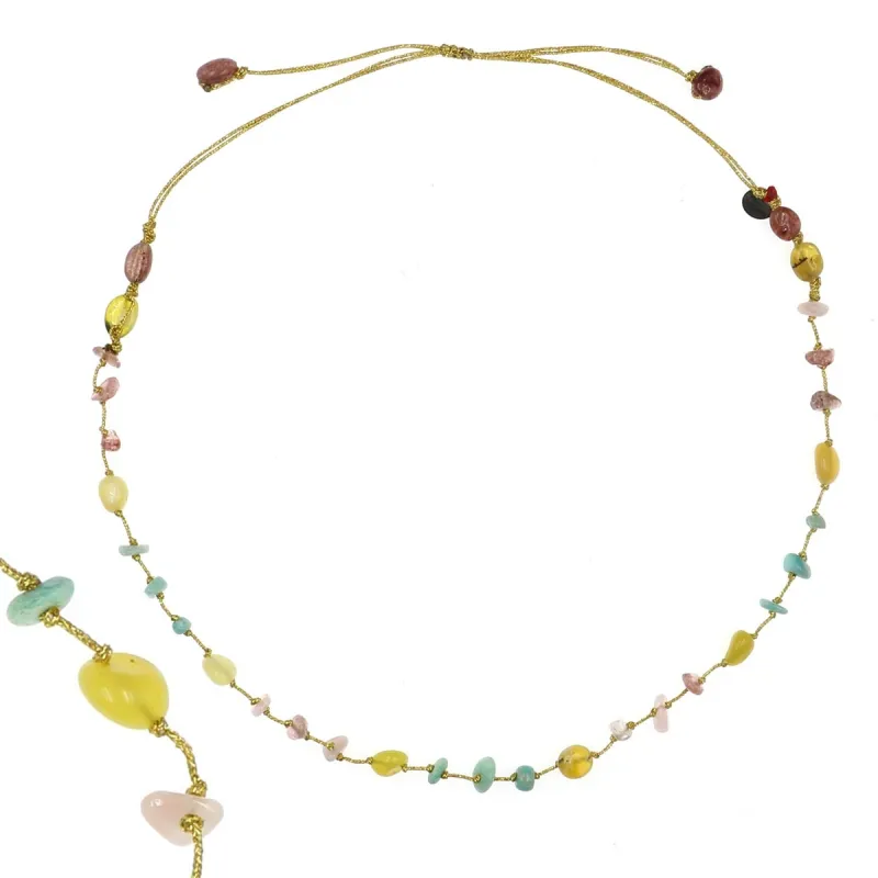 Collier fil or quartz rose/citrine/améthyste de vanessa simon
