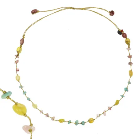 Collier fil or quartz rose/citrine/améthyste de vanessa simon