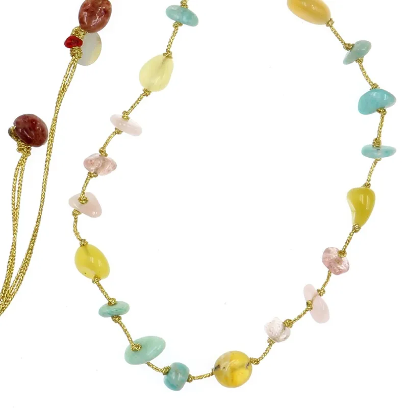 Collier fil or quartz rose, citrine, améthyste de vanessa simon