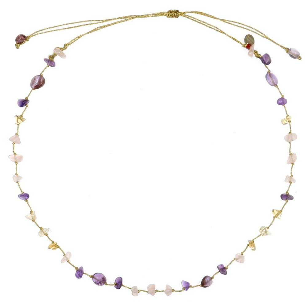 Collier Fil OR Quartz rose,Citrine, Améthyste vanessa simon