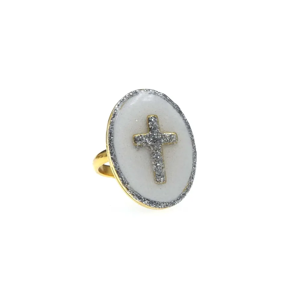 Bague GM Croix/ blanc