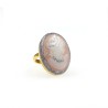 Bague émaillée corail & argent décor camé