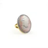Bague émaillée corail & argent décor camé