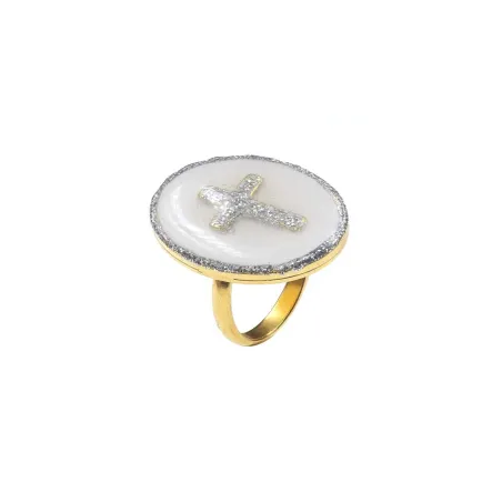 Bague GM Croix/ blanc
