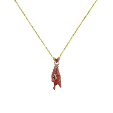 Collier Mano cortuno émaillé corail