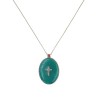Collier fil argent médaillon GM émail vert et croix argent  vanessa simon