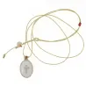 Collier fil argent médaillon GM émail blanc et croix argent vanessa simon