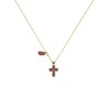 Collier avec croix émaillé corail vanessa simon