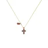 Collier avec croix émaillé corail vanessa simon