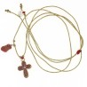 Collier avec croix émaillé corail vanessa simon