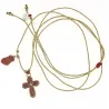 Collier avec croix émaillé corail vanessa simon