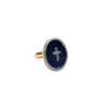 Bague émaillé noir PM croix vanessa simon