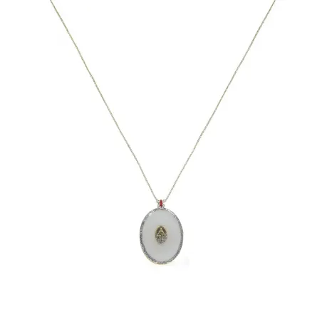 Collier fil argent Madone MM fond blanc