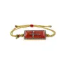 Bracelet plaque corail incrusté d'une croix