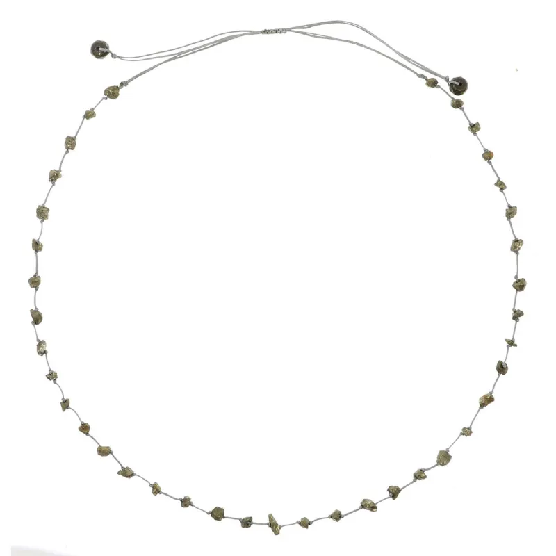 Collier  Pyrite fil gris vanessa simon
