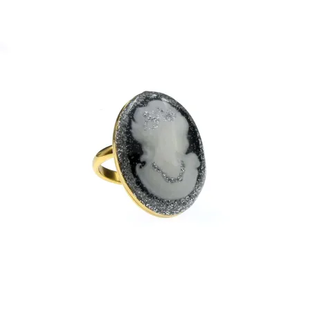 Bague GM Camé fond émaillé noir