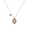 Collier fil or médaillon MM corail orné d'un camé vanessa simon