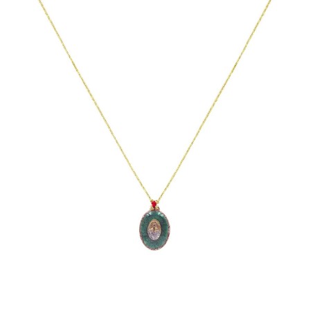 Collier fil or madone fond malachite PM vanessa simon