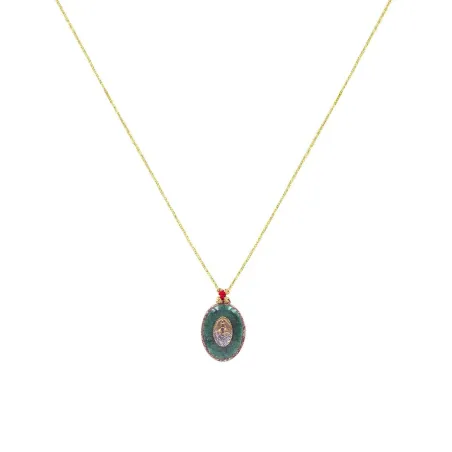 Collier fil or madone fond malachite PM vanessa simon